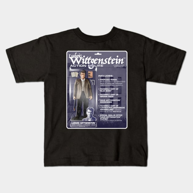 Ludwig Wittgenstein Action FIgure Kids T-Shirt by GiantsOfThought